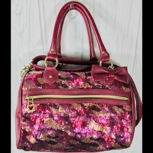 Betsy Johnson Burgundy Red Sequin Purse